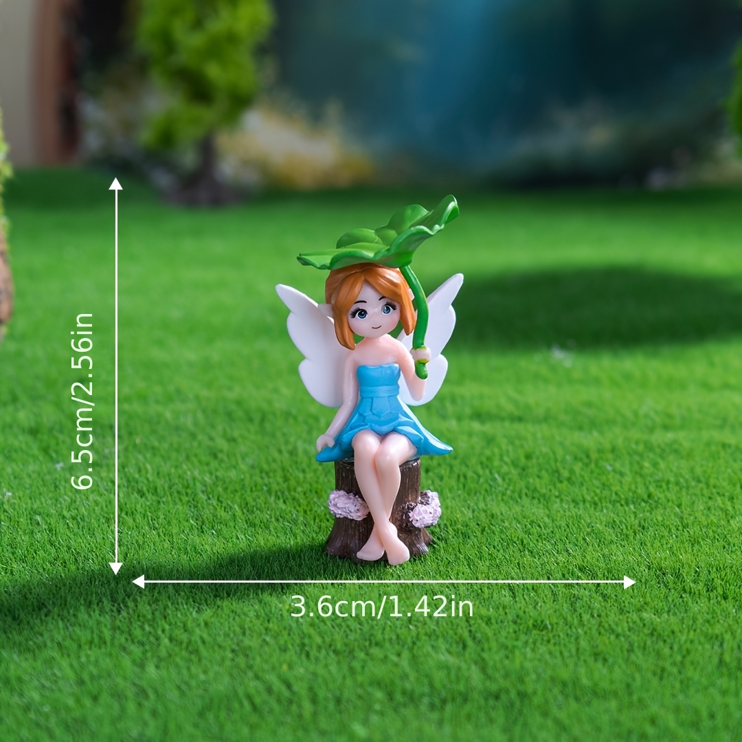 Juego de 4 Piezas de Figuras Coleccionables Creativas de Hada Hojas de Loto, Decoración de Micro Paisaje, Adornos para Jardinería Bonsái, Adornos de Coche de Dibujos Animados, Decoraciones Lindas para Escritorio de Habitación, Adornos para Estación de Trabajo de Oficina