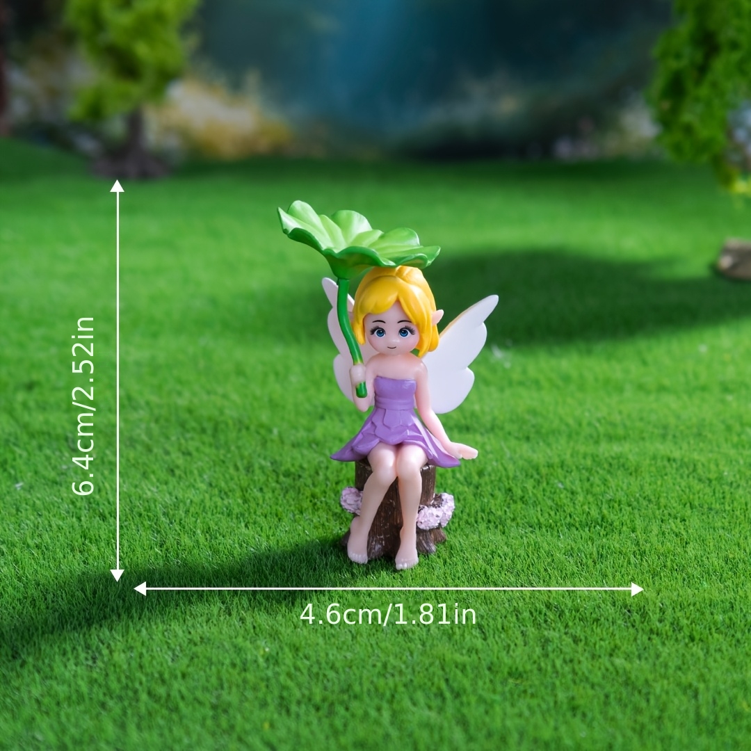 Juego de 4 Piezas de Figuras Coleccionables Creativas de Hada Hojas de Loto, Decoración de Micro Paisaje, Adornos para Jardinería Bonsái, Adornos de Coche de Dibujos Animados, Decoraciones Lindas para Escritorio de Habitación, Adornos para Estación de Trabajo de Oficina