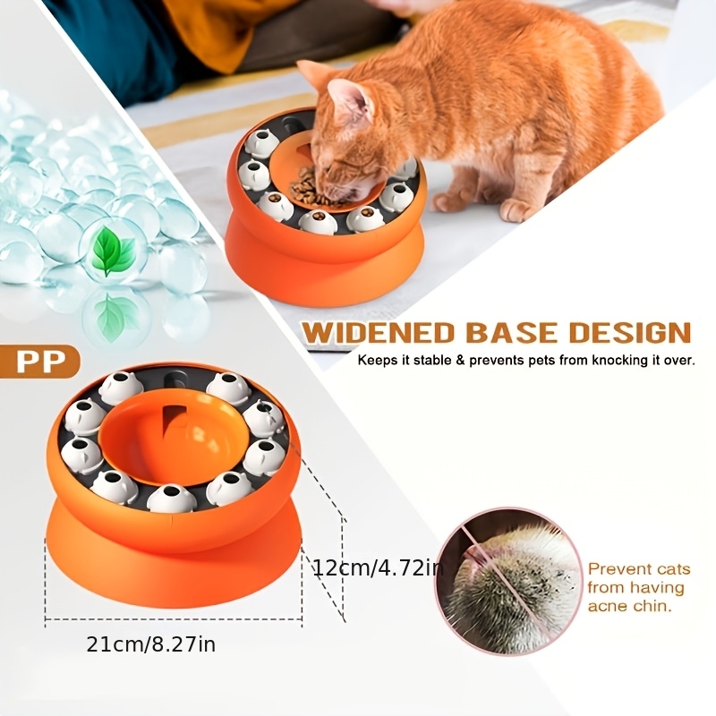 Pet Slow Feeder Puzzle Toy · with Anti-Spill Dispenser Bowl - Slow Eating System - Suitable for Cats & Small Dogs, Interactive Foraging Device for Boredom - Plastic Slow Feeder for Puppies and Kittens