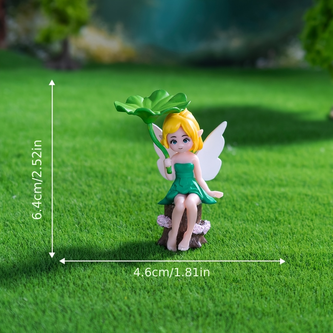 Juego de 4 Piezas de Figuras Coleccionables Creativas de Hada Hojas de Loto, Decoración de Micro Paisaje, Adornos para Jardinería Bonsái, Adornos de Coche de Dibujos Animados, Decoraciones Lindas para Escritorio de Habitación, Adornos para Estación de Trabajo de Oficina