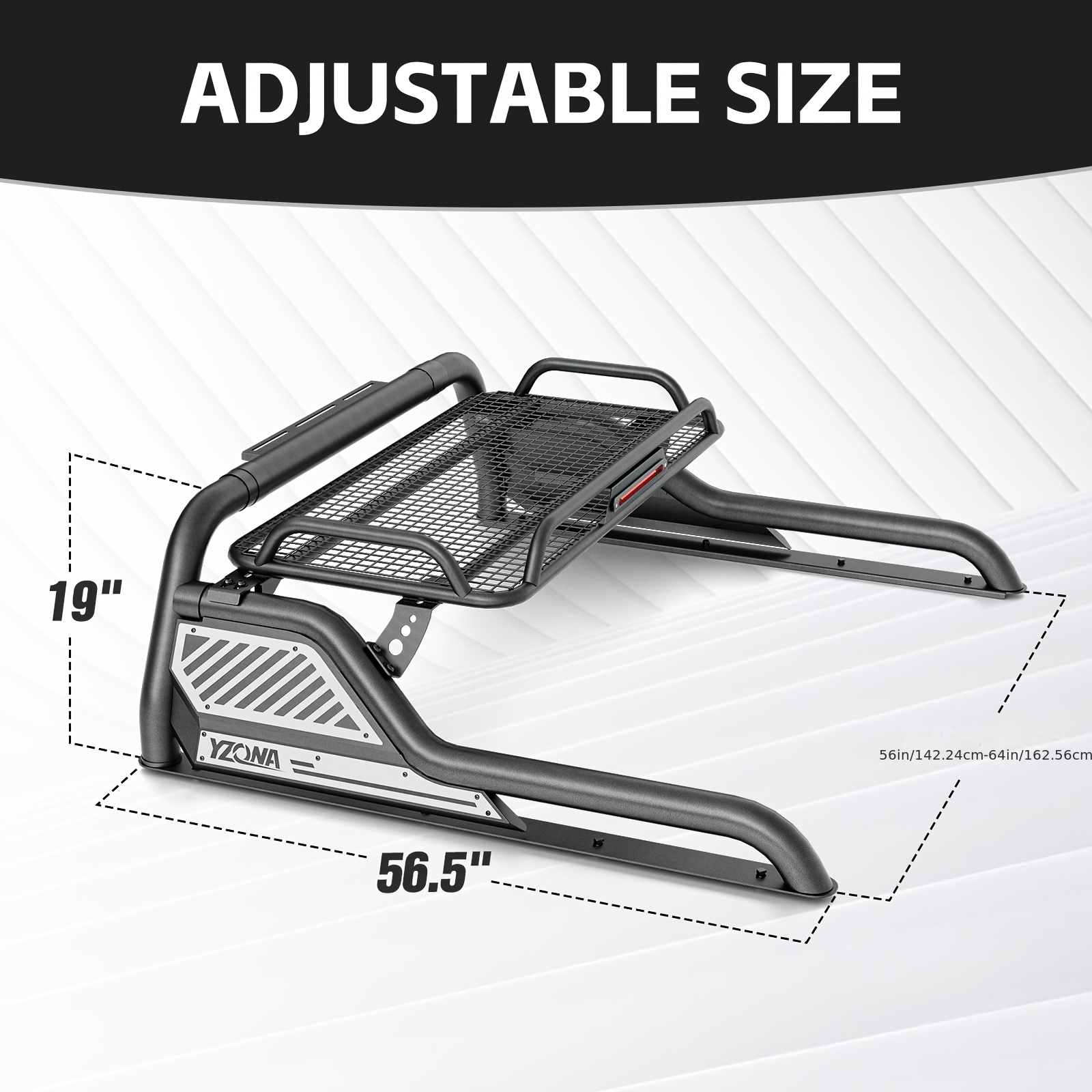 Yzona Truck Roll Bar With Cargo Carrier Basket, Adjustable Sport Rack Roll Bars Rack For For For For For For Sierra For Chevy For Silverado For For Tundra For Frontier For 56" To 64"
