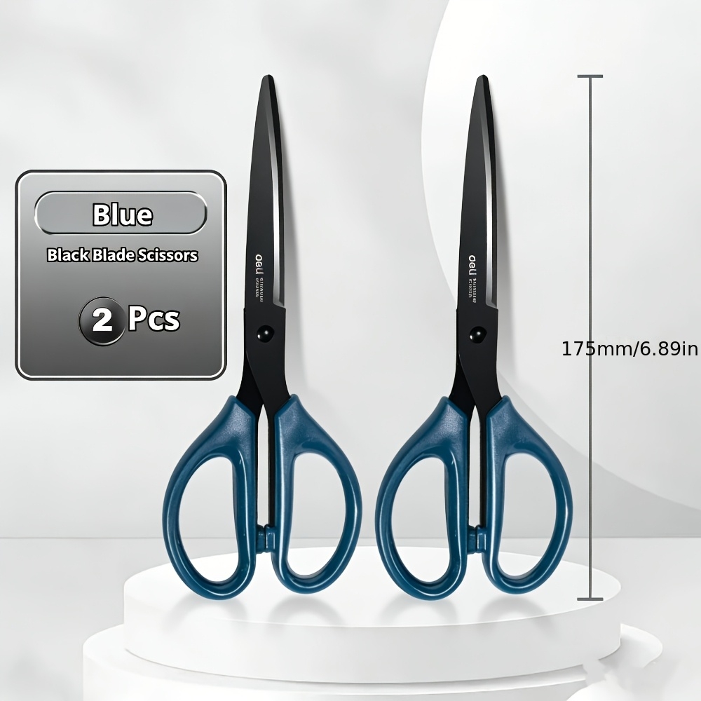 TEMU 1/2pcs Ciseaux à bord noir Deli Durable, revêtement anti-corrosion et antiadhésif, multi- , , d'artisanat et l'outil de coupe de ruban adhésif