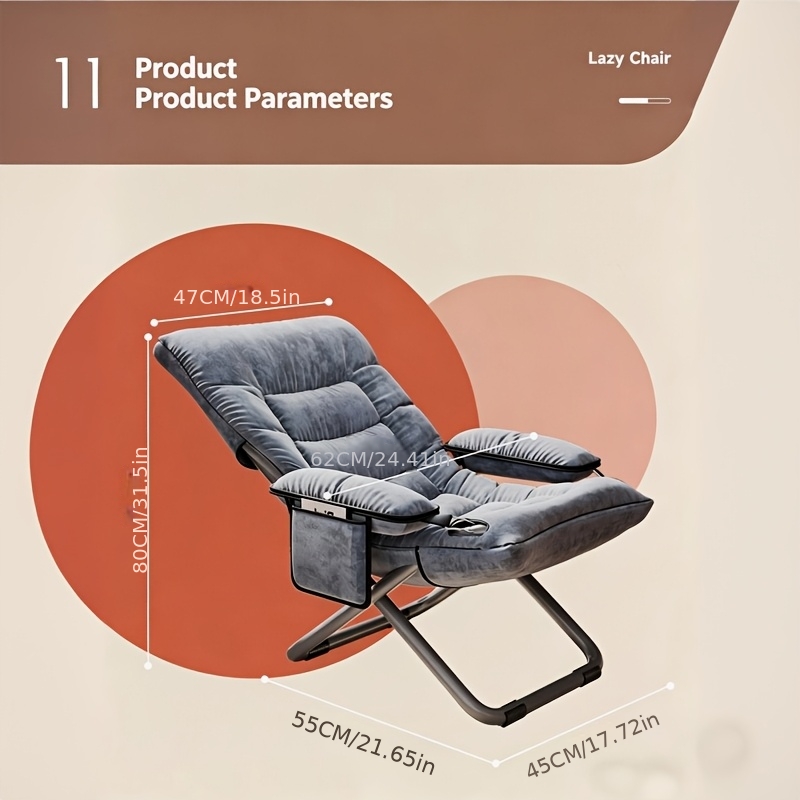 Living Room Lazy Chair With Armrest, Modern Comfy Folding Lounge Chair Reclining Sofa Leisure Chair Armchair For Bedroom, Office, , G, S