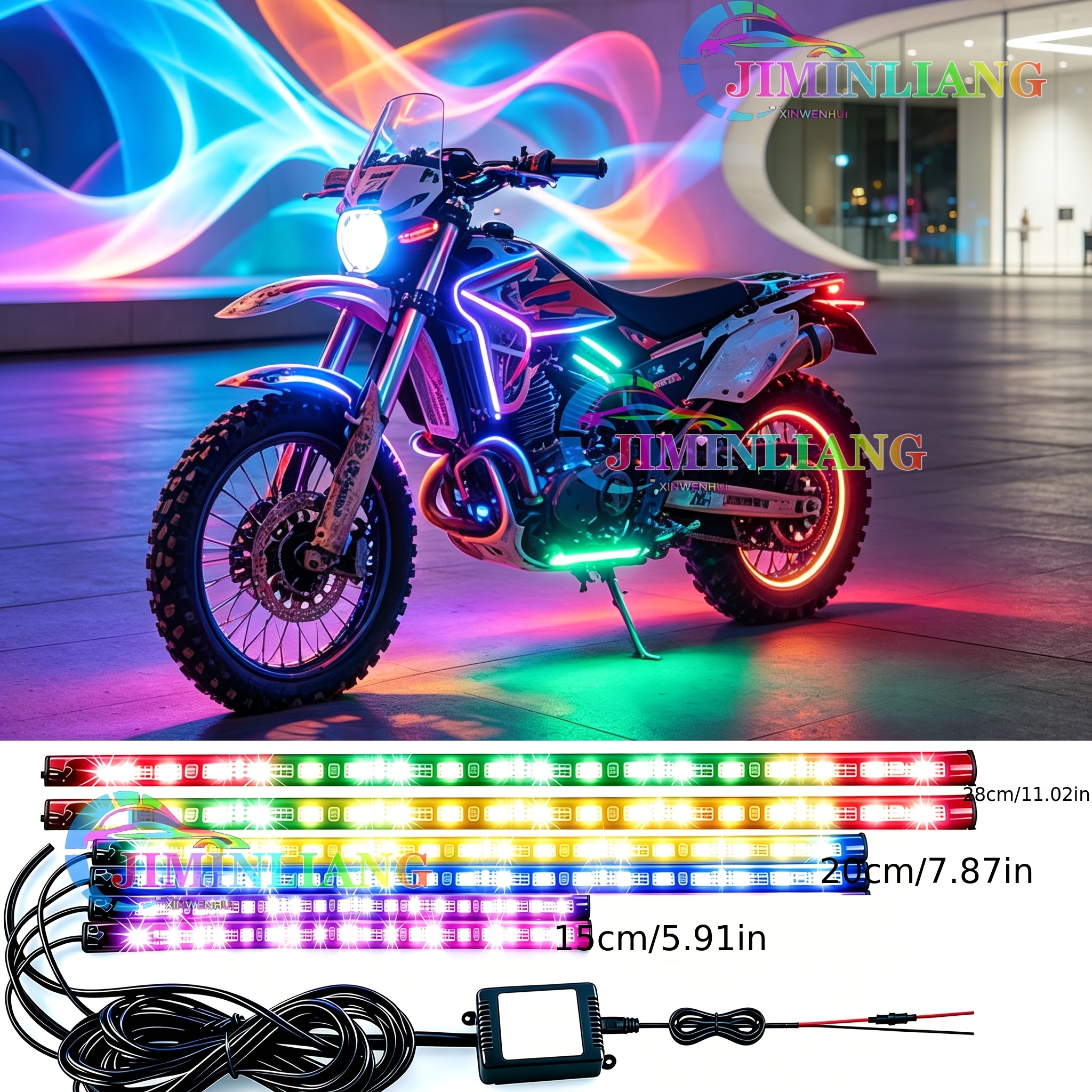 TEMU New Stylish Led Atmosphere Motorcycle Lights, Motorcycle Chassis Neon Lights For Rock Music, Off-road Motorcycles, Motorcycles, Vehicle Lights,