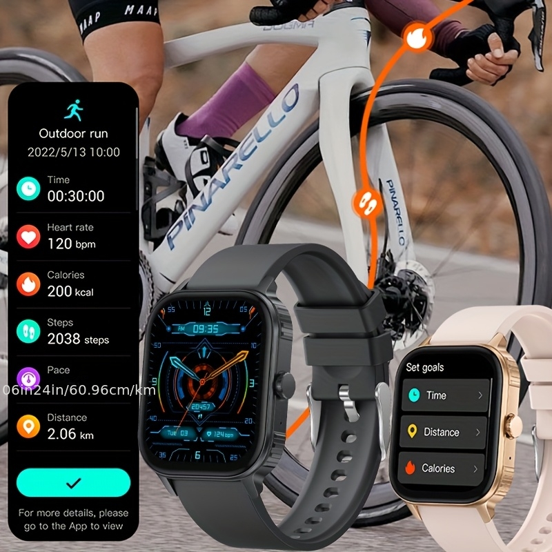 Nieuwe slimme horloge van hoge kwaliteit - Uitgerust met een 1,96-inch high-definition scherm, ondersteunt AI-stem en draadloos bellen, geschikt voor buiten GPS-bewegingstrajectopvraging, compatibel met Android-systeem/geschikt voor iPhone en Android-apparaten. USB-opladen/siliconen band/1000mAh