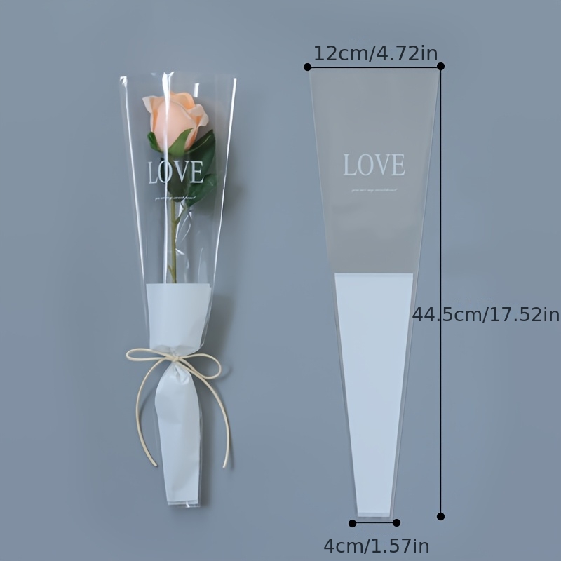 TEMU 50pcs Sac d'emballage Papillon Fleur, Emballage Rose Individuelle - Élégant Blanc, Rose, Noir Ensemble de Bouquet en Plastique, Convient pour