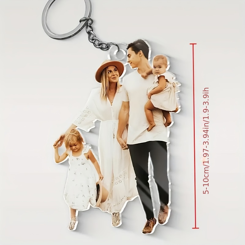TEMU 2d Flat, 1pc Custom Photo Personalized Keychain - Your Own Photo - Durable Acrylic Family Keepsake Gift With Card Hook Closure - Birthday,