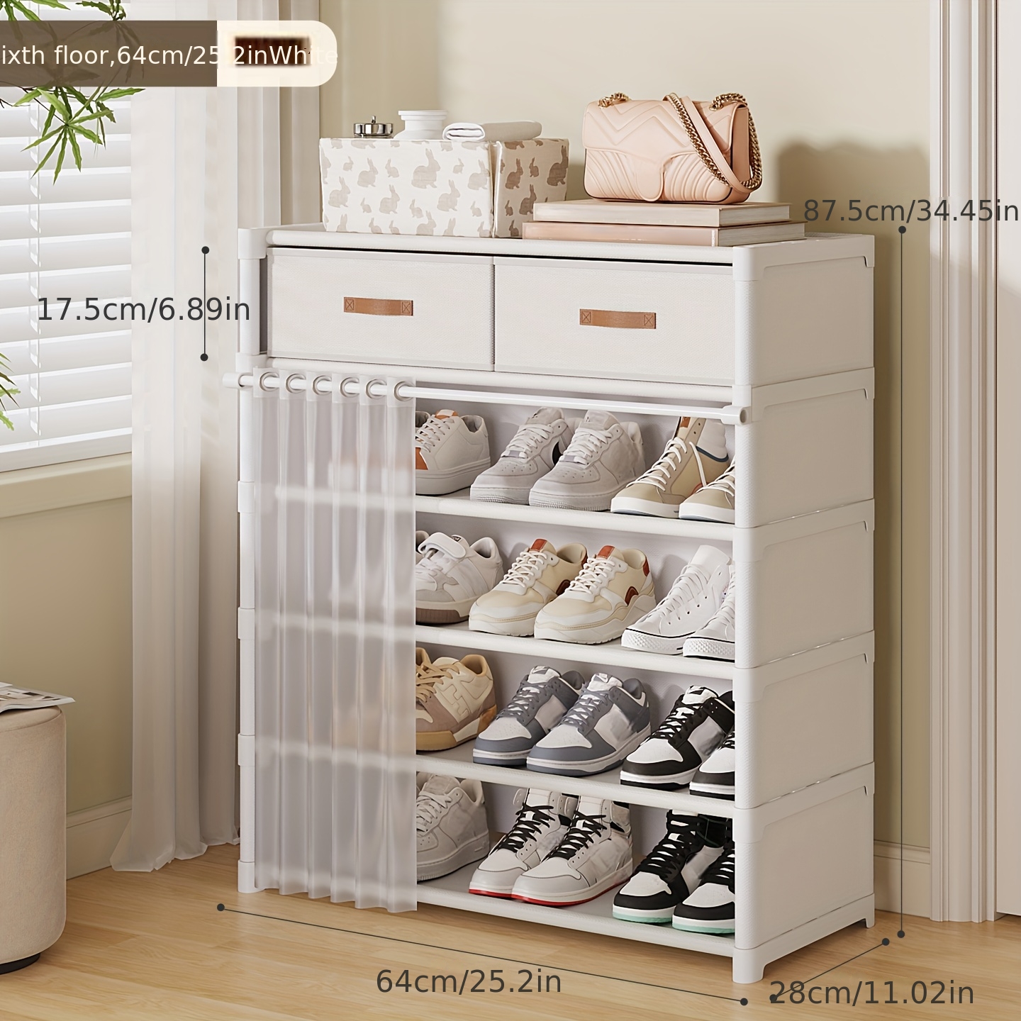 E-shop 1-tlg. Haushalts-Schuhschrank, freistehend, mehrschichtig, staubdicht, multifunktionaler Schuhständer für das Wohnzimmer, Schuhregal für den