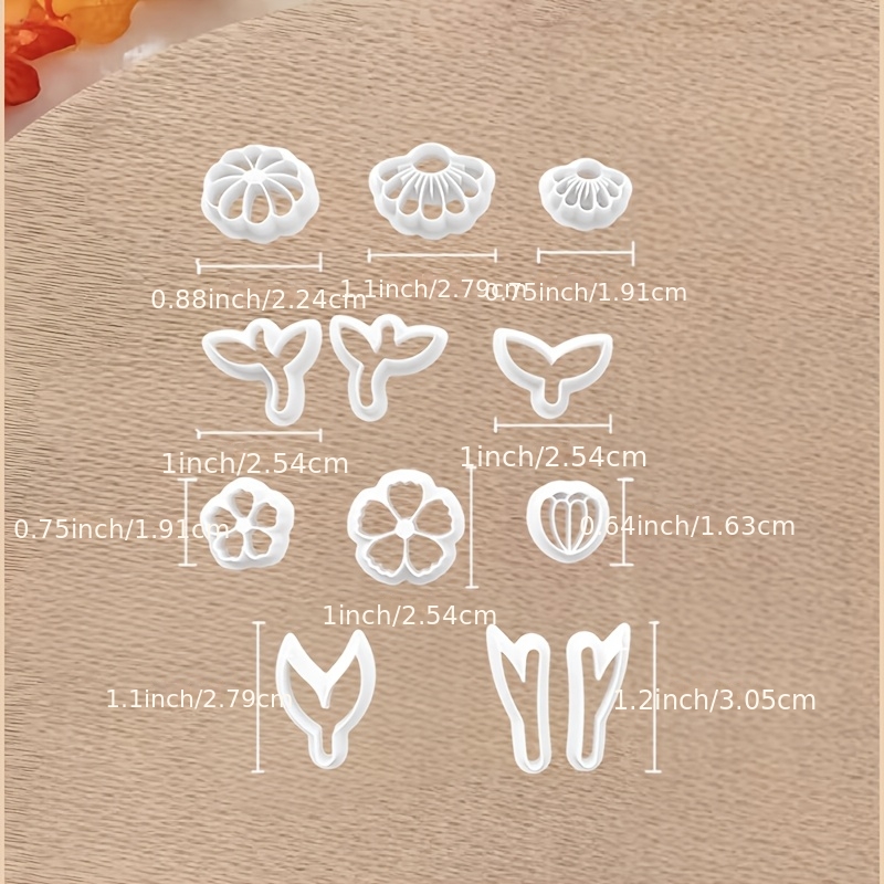 12pcs Spring Bouquet Flower Polymer Clay Cutter Set, Flower C-leaf Earrings, Pendant Clay Jewelry, Pottery Clay Cutting Tools - Handcraft Materials With Plant And Seasonal Themes, No Power Required