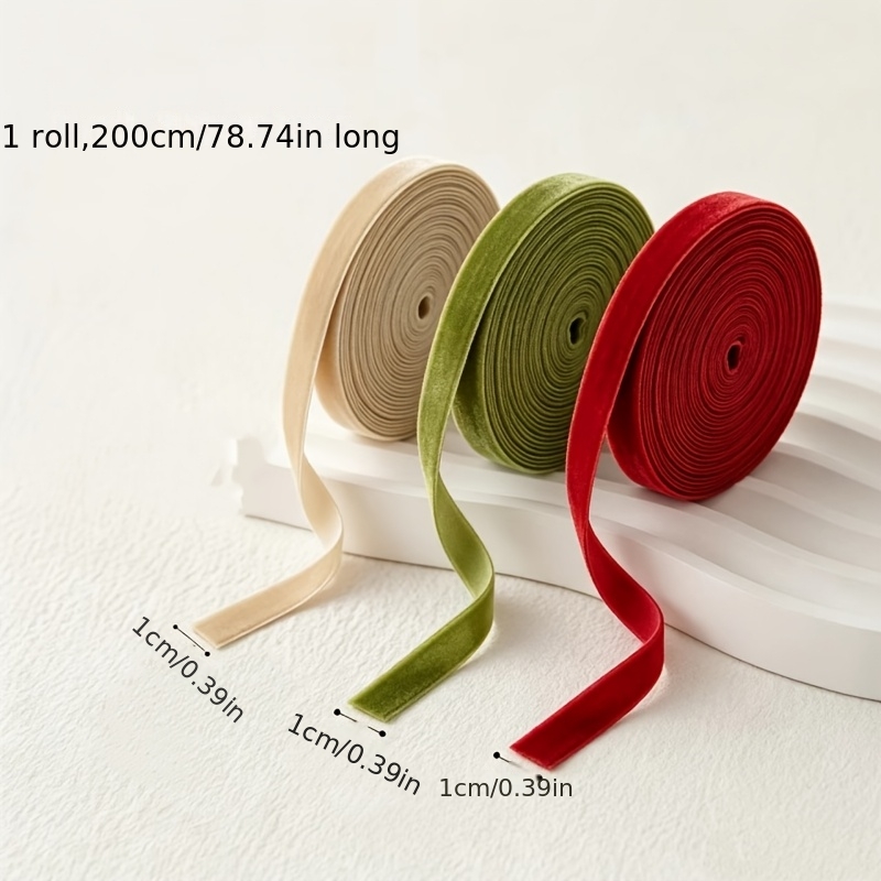 TEMU 3 Styles Of Velvet Ribbons, Width 1cm, Total Length 600cm Premium Christmas Satin Ribbons Suitable For Christmas Tree Decoration, Gift Wrapping,