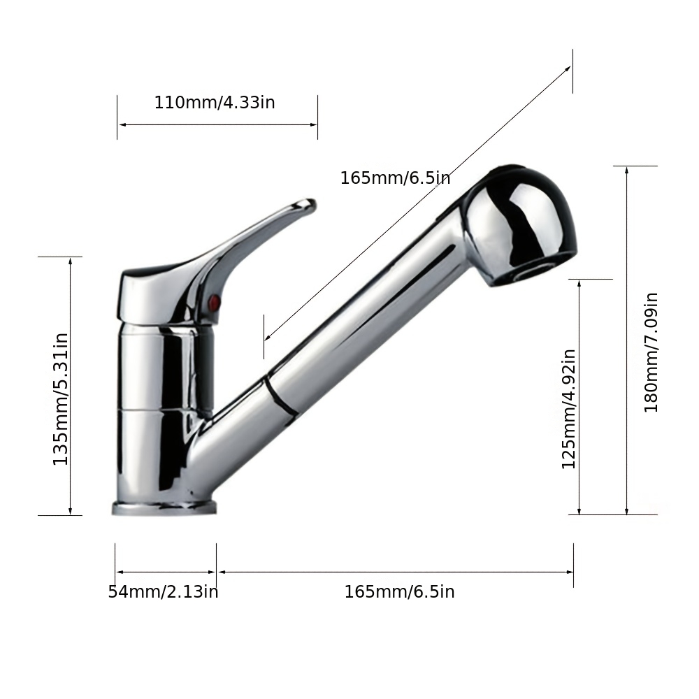 Kitchen Faucet, Stretchable Faucet, Sink Faucet, Easy To Assemble, Suitable For Kitchen And Bathroom, Silvery