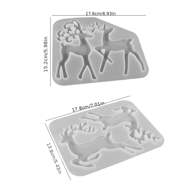 TEMU 2pcs Clay Molds, 2 Christmas Deer Hanging Pendants, Silicone Molds, Home Desktop, Christmas Tree, Christmas Atmosphere Decoration Gifts,