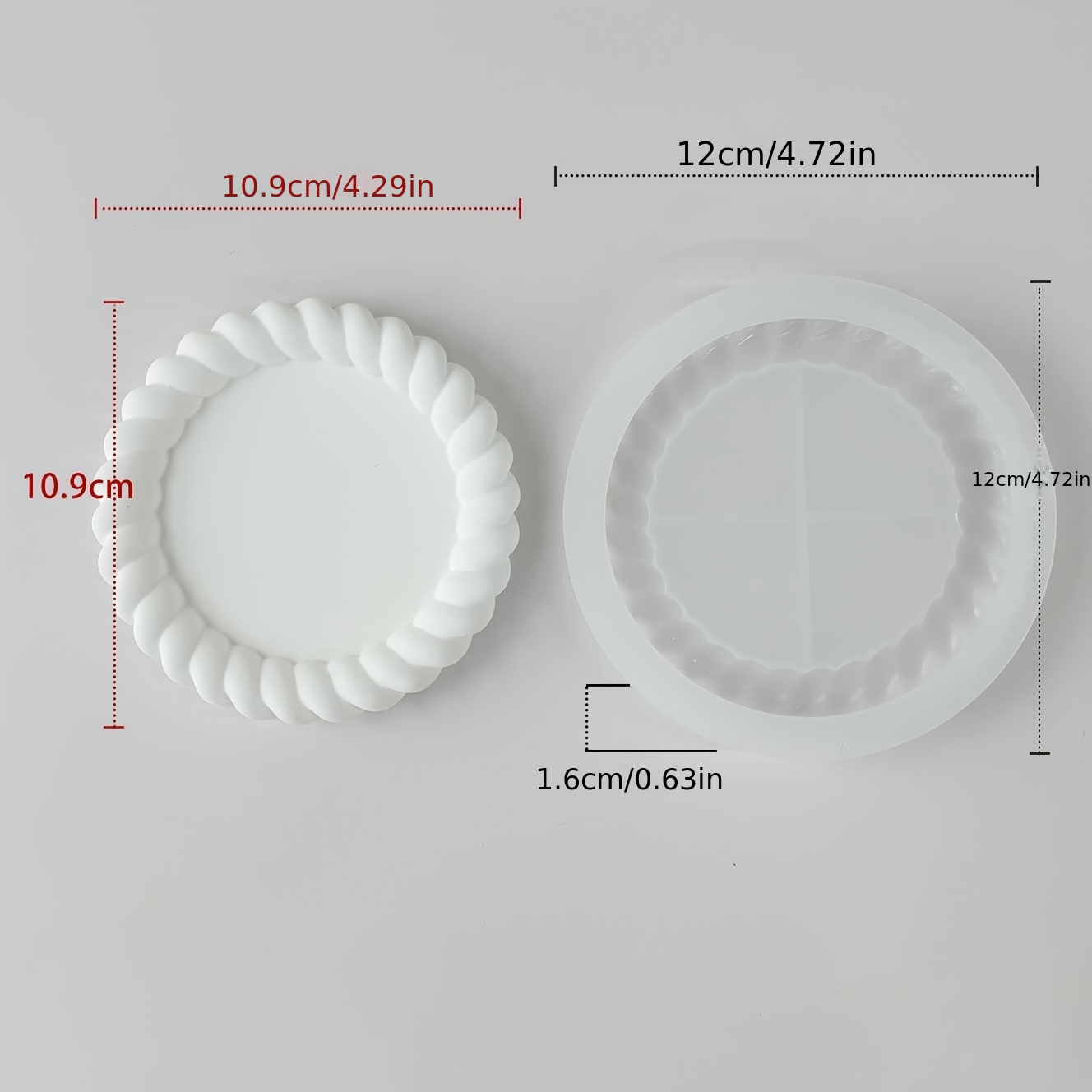 TEMU Touwkaars Siliconen Mal, Tafelopberger, Onderzetter DIY Pipet Spiegel Siliconen Mal