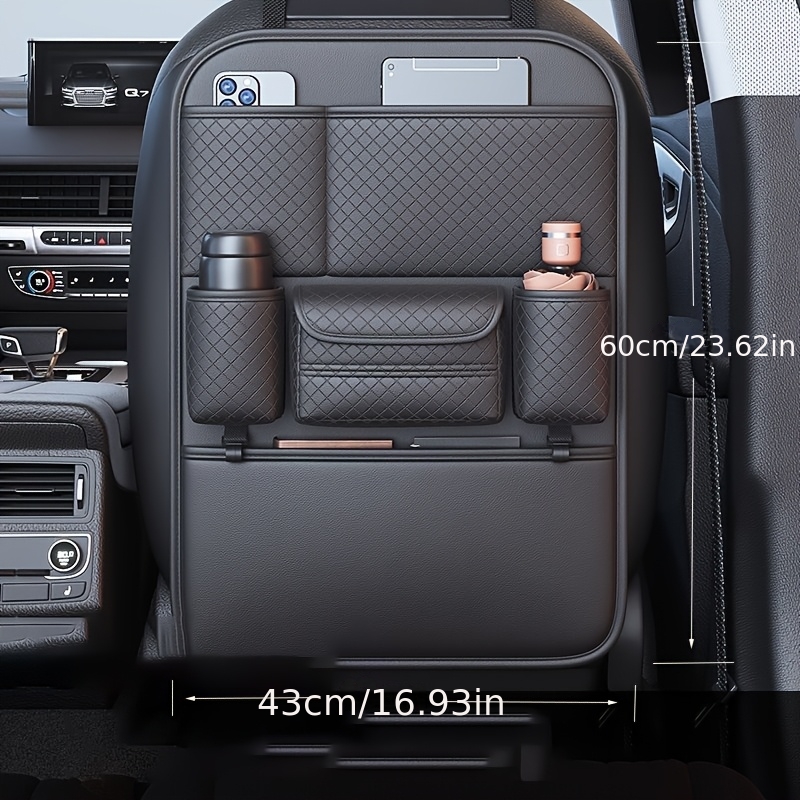 1pc Front and Rear Car Seat Back Organizer with Two Cup Holders, Car Tissue Box, and Multi-functional Storage, Convenient Rear Row Storage, PU Leather, Kick-Proof, Easy to Clean 10 1pc Front and Rear Car Seat Back Organizer with Two Cup Holders, Car Tissue Box, and Multi-functional Storage, Convenient Rear Row Storage, PU Leather, Kick-Proof, Easy to Clean