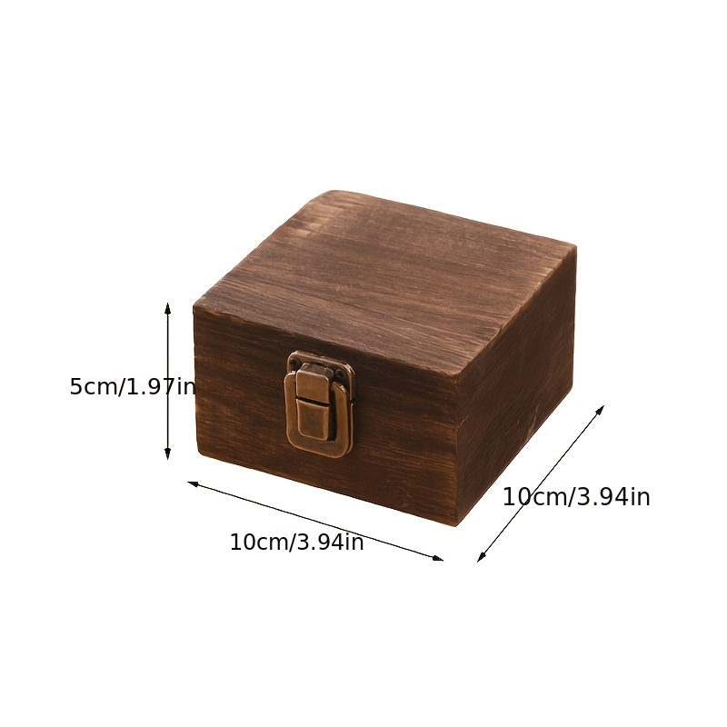 TEMU de almacenamiento de madera vintage envejecida con cierre de metal, pequeño estuche organizador de escritorio para joyas, recuerdos y recuerdos,