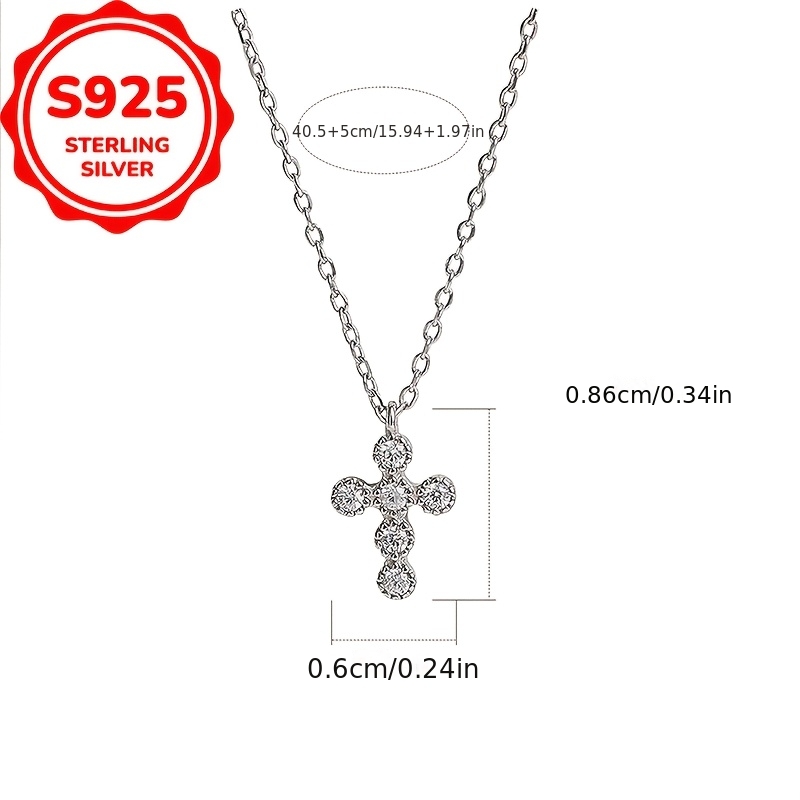 Women's S925 Sterling Silver Mini Cross Necklace, Unique Design