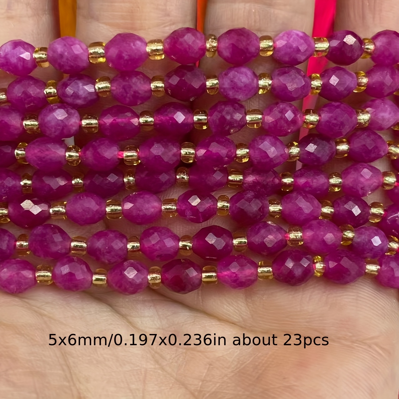 TEMU Lllstone Fuchsia Natural Stones Measuring 5x6mm, Rice Beads, Perfect For Jewelry Making In Shapes, Ideal For Bracelets, Necklaces, Earrings, And