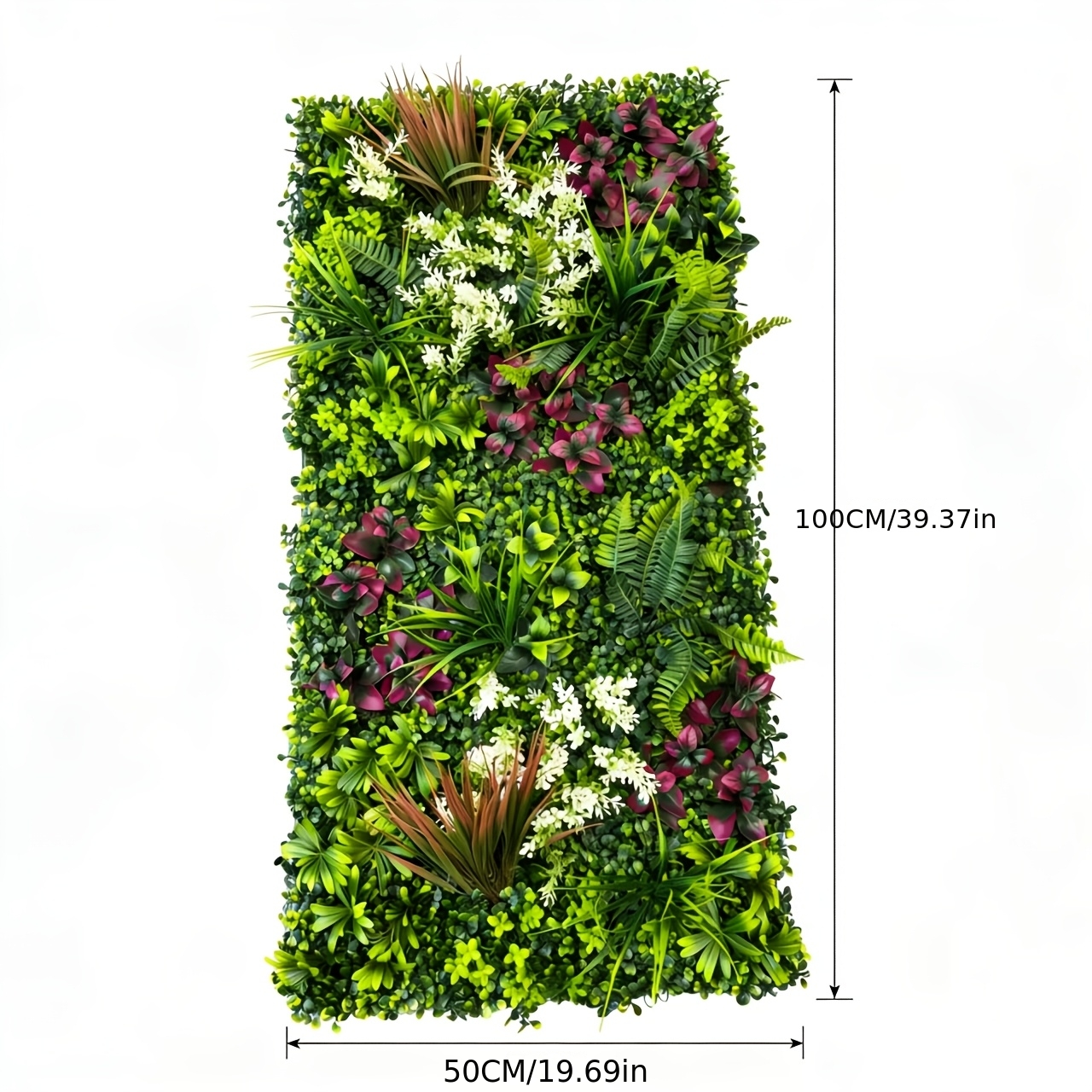 Image of 50x100cm Premium Artificial Green Plant Wall Panel - Realistic Faux Greenery, , , Ideal For Indoor/outdoor Home, Garden, Patio & Wedding Backdrop Decor