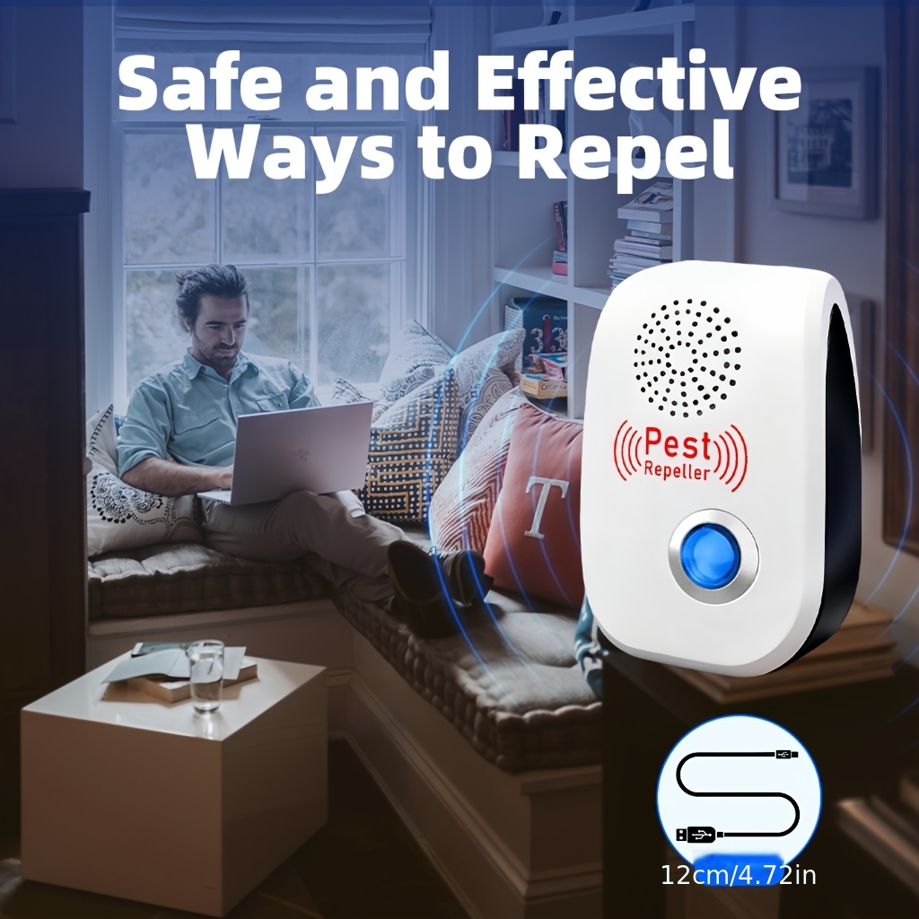 Répulsif à Ultrasons Technologie Soundwave, Alimentation USB, Pack de 6, Inclut 6 Câbles USB-C, Nouvelle Version 2026 avec Double Buzzers, Efficacité Doublement Améliorée pour Repousser les Nuisibles : Moustiques, Souris, Mouches, Cafards, Araignées,