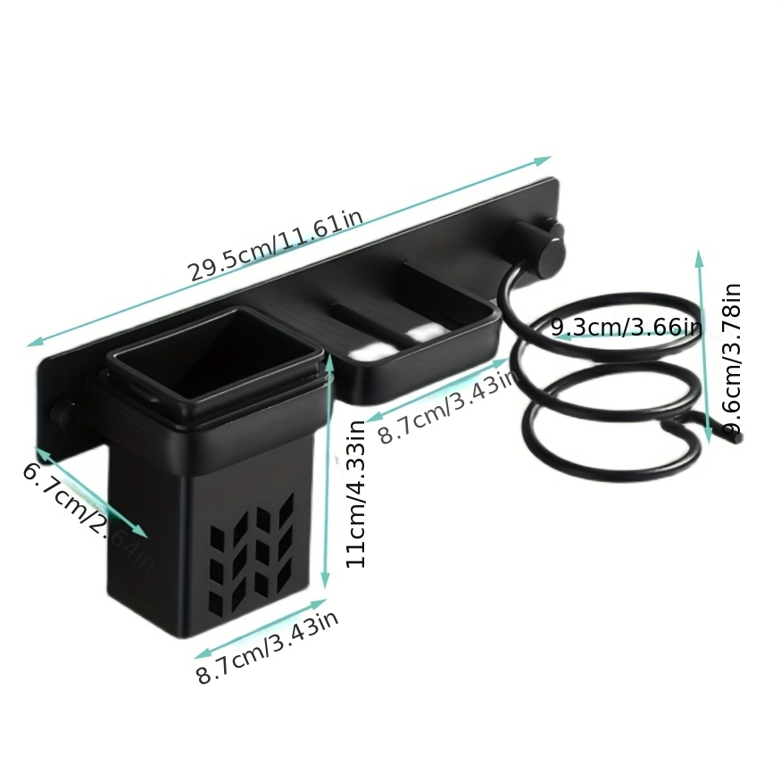 Multifunctional Hair Dryer Bracket, Punch-free Wall-mounted, Space- Hair Dryer Comb, Hair Curler Storage Artifact