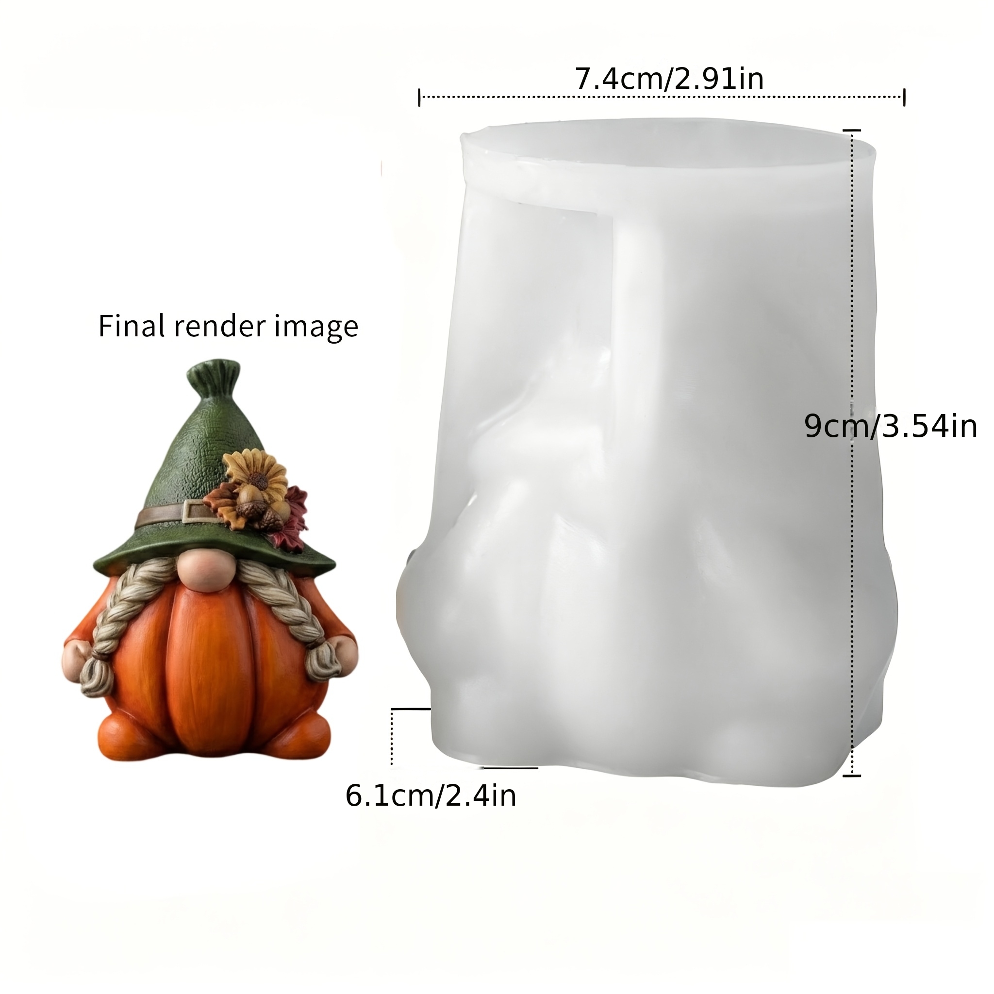 Image of Jdh Pumpkin Gnomish-shaped Silicone Mold, Reusable And Easy To Demold, Sturdy And Durable, Mold For Aromatherapy Candles, Soap, Gypsum Ornaments, Decorative Ornaments, Resin Crafts, Tools For