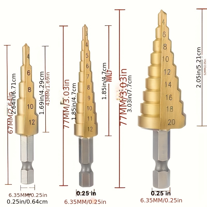 TEMU 3pcs Titanium-coated Steel Stepped