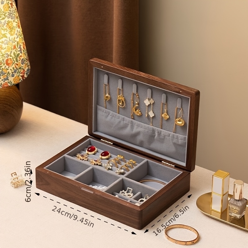 Personalized Retro Wooden Jewelry Box with Flip-Top Lid