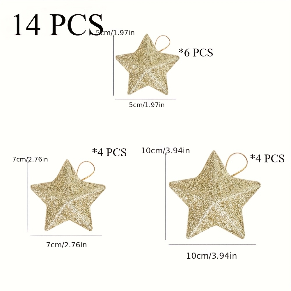 TEMU 14pcs Ornaments - Sparkling Pvc With Hanging Rope, Shiny Tree Topper & Party Decorations Suitable For Christmas, Wedding, New Year Decor - Pvc