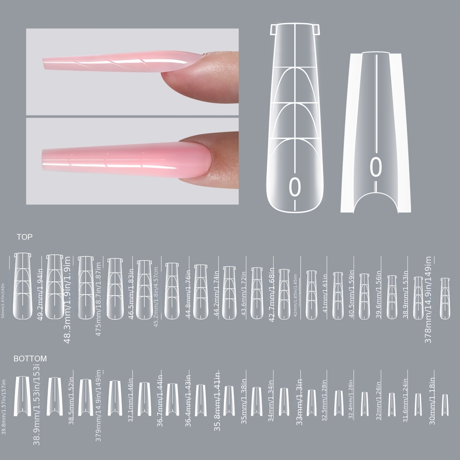 Image of 120pcs Of Rectangular Water Drop Ballet Oval Nail Extension Mold, Sandwich Design, 60pcs Of Top Mold + 60pcs Of Bottom Mold, Quick Extension Nail Piece Creative Nail Tool