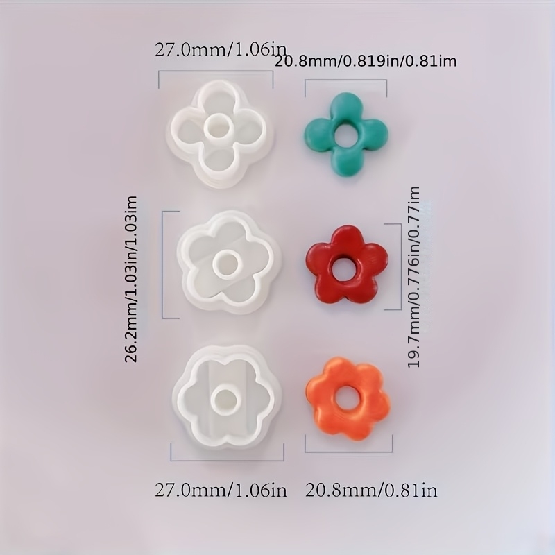 TEMU 3pcs Beautiful Floral Series Valentine's Day Clay Cutter Set, Bohemian Polymer Clay Cutters, Perfect For Handmade Earring Jewelry Making,