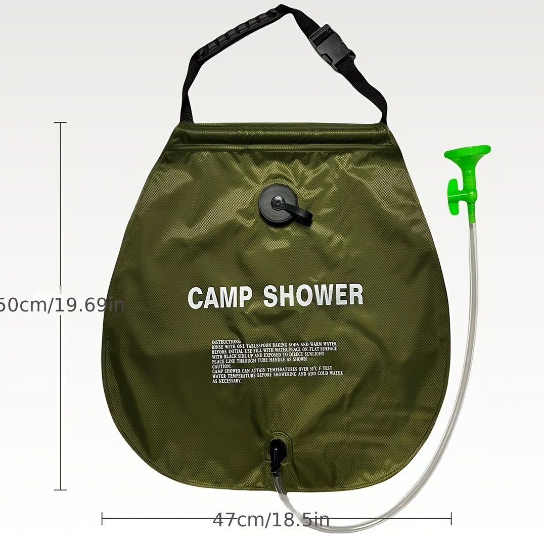 TEMU 20l Solar Shower Bag For Outdoor Use - Bathing, Camping, And Washing. Equipped With A Detachable Hose And Nylon Rope - Portable For Storing Hot