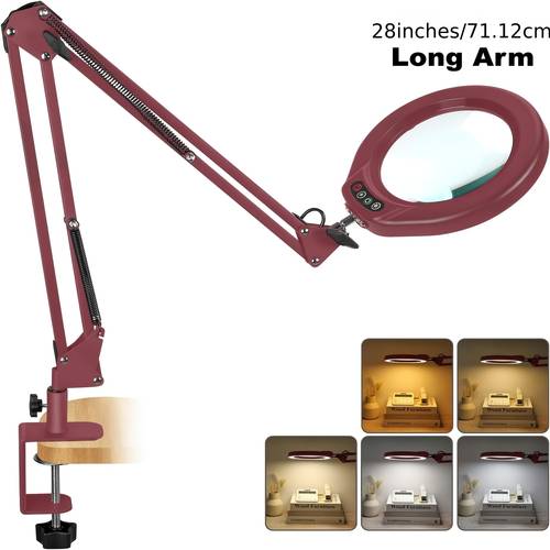 12x magnifying glass with light and clamp 5 inches dimmable mode led desk lamp 2 14inches adjustable swing arm lighted magnifier for reading repair crafts close work