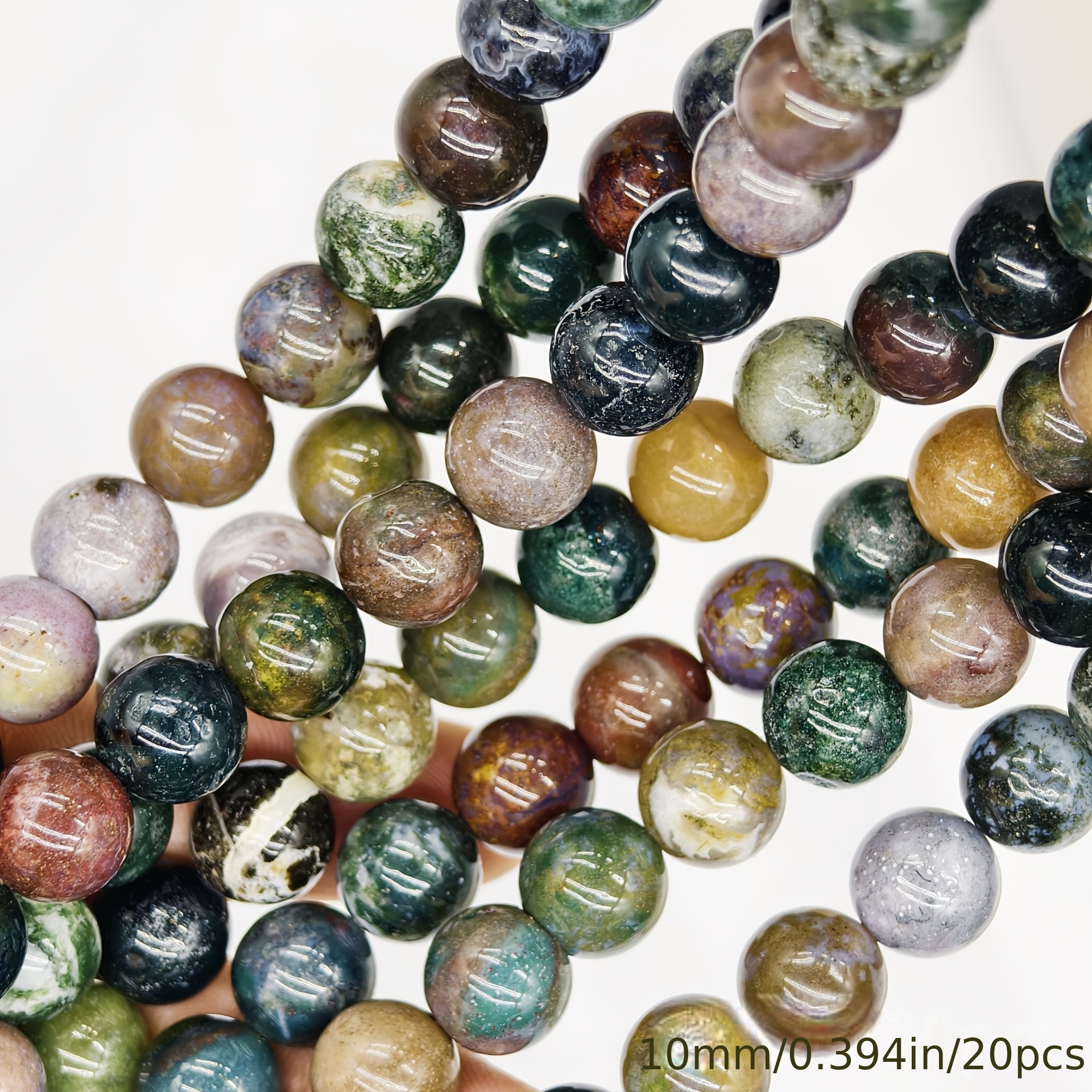TEMU Bead Assortments Natural Crystal Agate Semi-finished Round Beads String Beads Loose Beads Handmade Jewelry Additions Bracelet