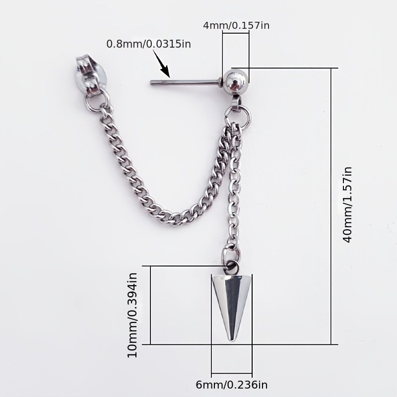 Stainless Steel Pointed Cone Pendants Earrings