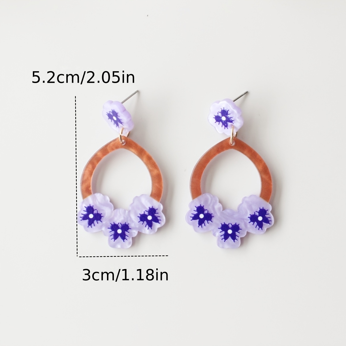 Women's Glossy Teardrop Purple Water Ripple Earrings