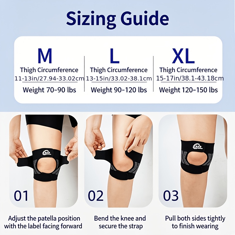 TEMU 1pc Unisex Knee Support Band, Elastic Breathable Non-slip Design, Adjustable For Legs, Suitable For Most Fitness Activities