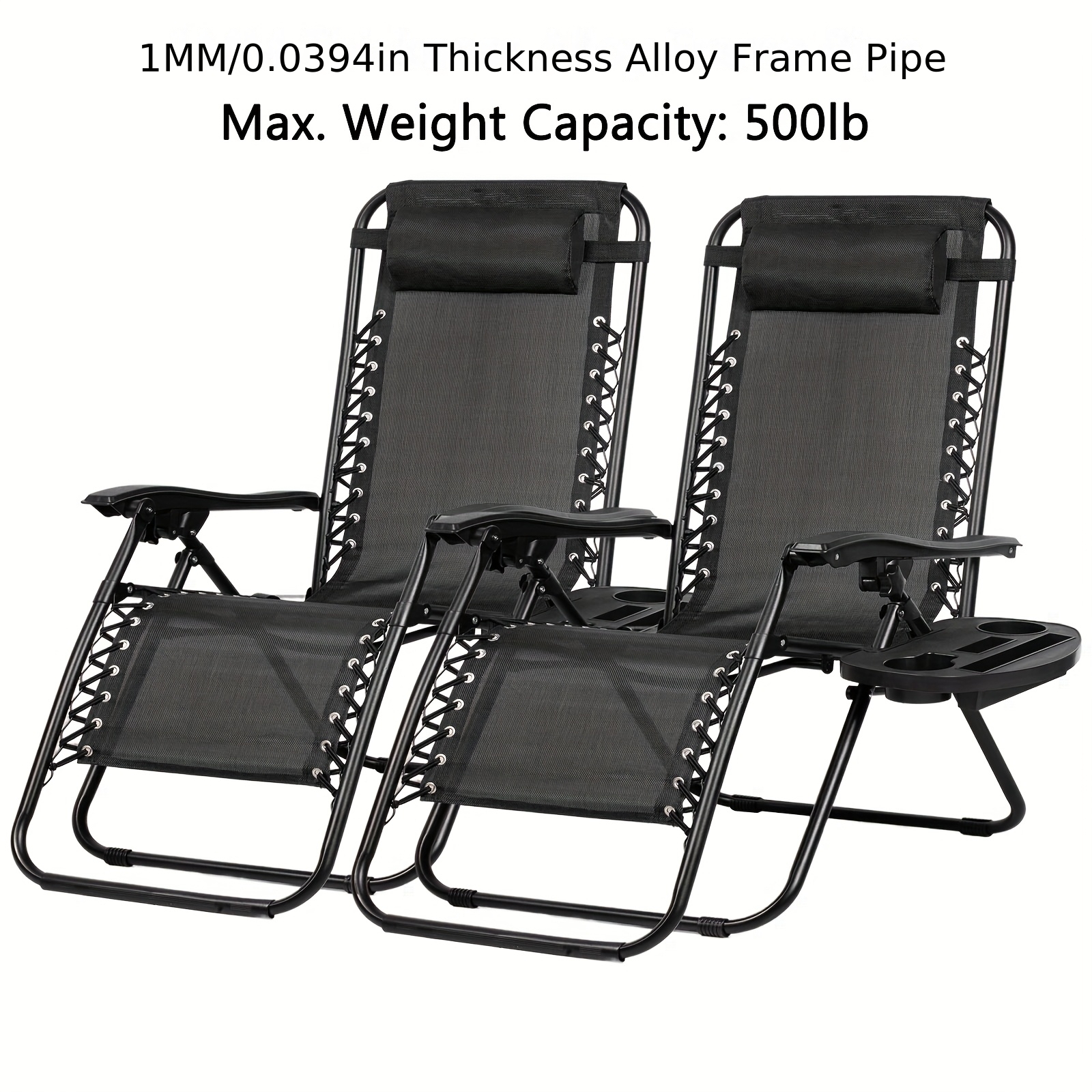 TEMU Two-pack Patio, Garden, Lawn, Beach Adjustable Lounge Chairs, Armchairs With Cup Holders