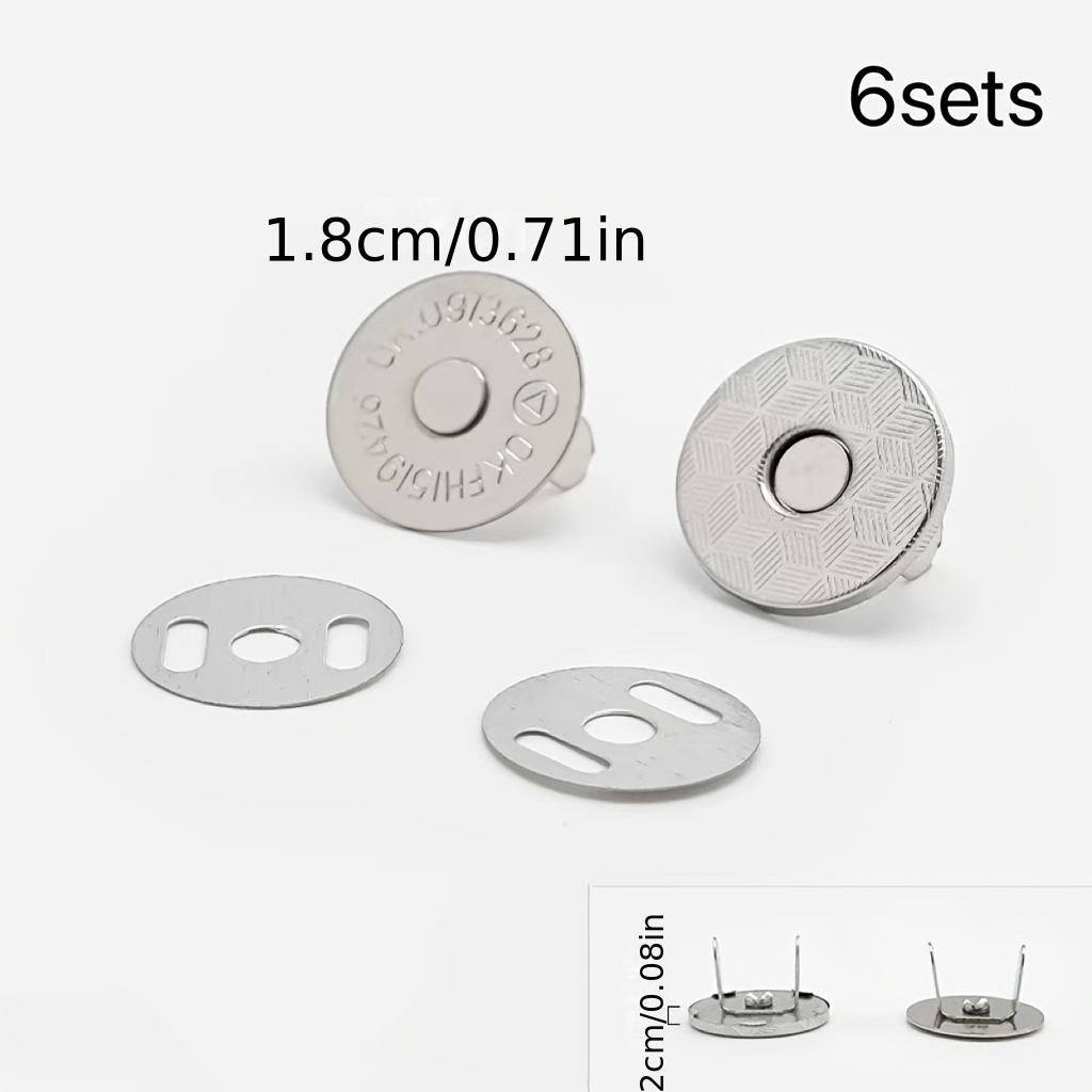 TEMU This Package Contains 6 Pairs Of Ultra-thin Magnetic Snap Buttons, Available Sizes: 1.8cm 4cm, With A Thickness Of 0.2cm. Come In : Silver, Rose