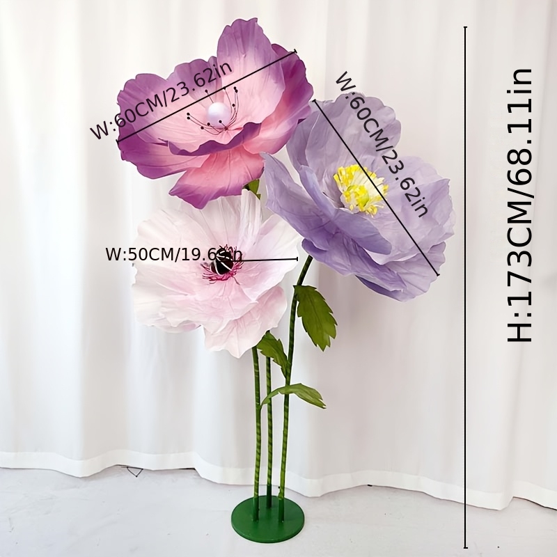 TEMU Halloween/christmas Decor Ofgiant Realistic Large Artificial Flowers For Wedding Aisle Decor, Floor Displays, Store Window & Mall Decorations -