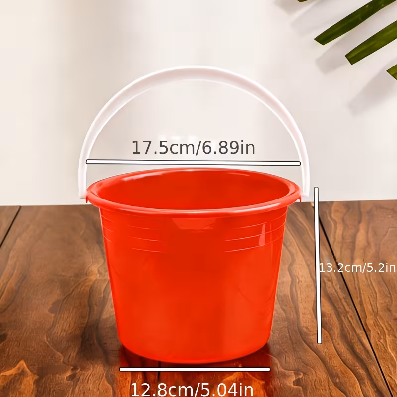 mini red handheld bucket ideal for outdoor water carrying beach sand play small item storage plastic material versatile for living room outdoor furniture bathroom use Product details 3
