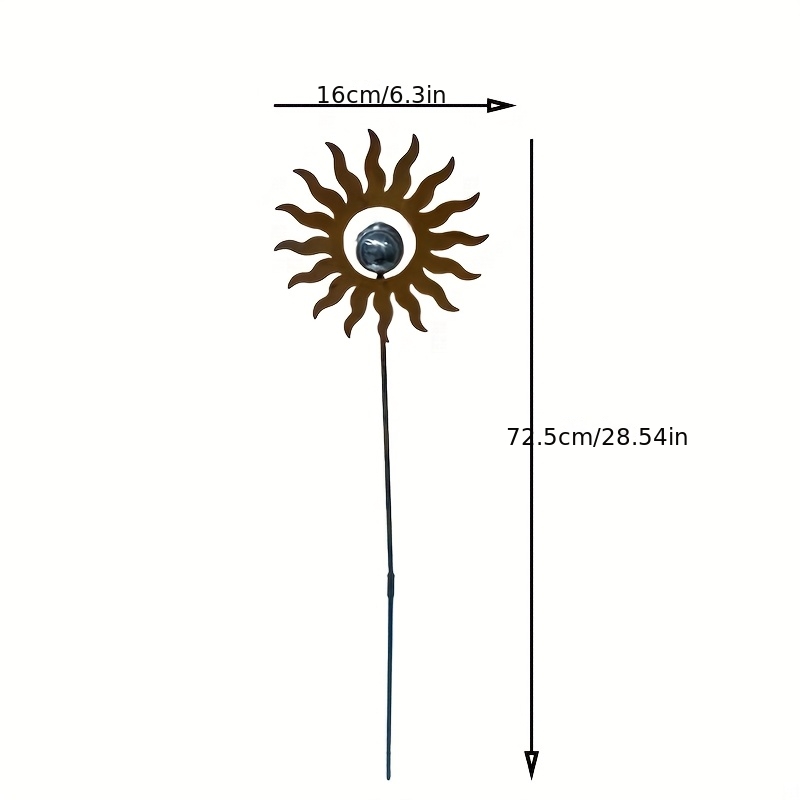 E-shop Kreativer Sonnenblumen-Gartenstecker aus Eisenkunst, hergestellt aus altertümlichem Metallmaterial, mit einer Sonnenform, kombiniert mit einer