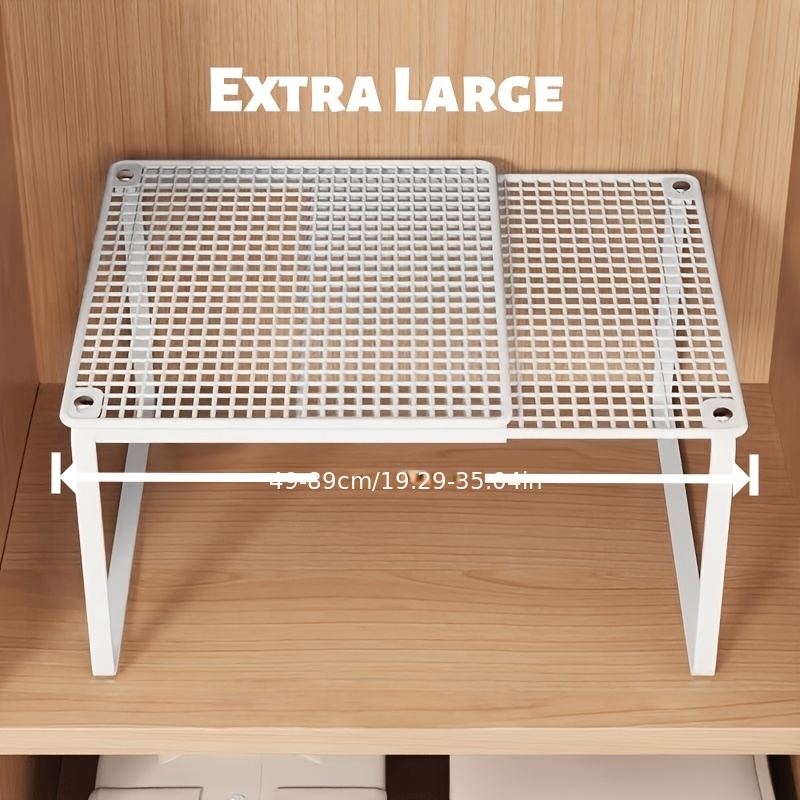 TEMU 1pc Retractable And Widened Wrought Iron Tiered Shelf, Universal Divider Organizer For Wardrobes, Cabinets, Dressing Tables, And Nail Art