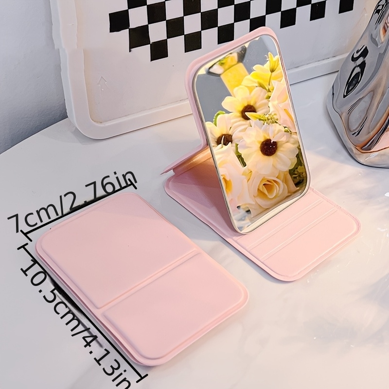 Foldable Mini HD Makeup Mirror with Adjustable PU Stand