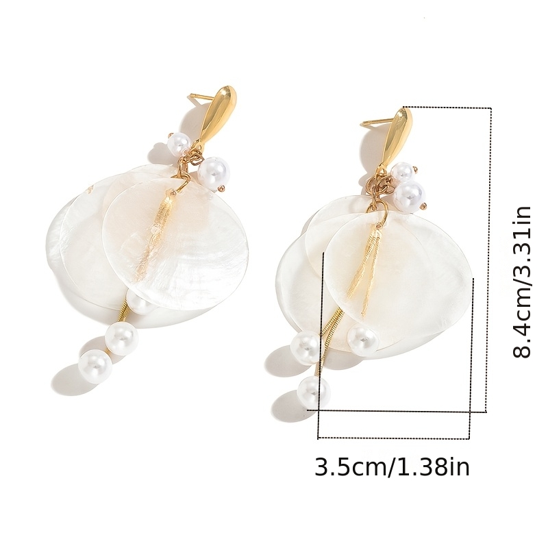 Exaggerated Geometric Water Drop Tassel Imitation Pearl Earrings