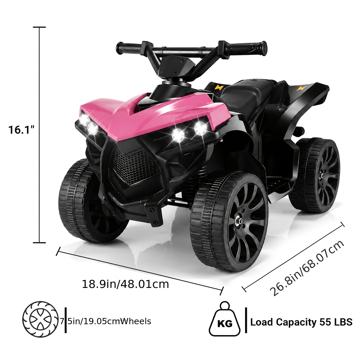 TEMU Electric Car With Headlight, Pedal Accelerator, Anti-slip Tires, 6v Electric Kids Toy, Halloween Christmas Birthday Gift Surprise For Boys And