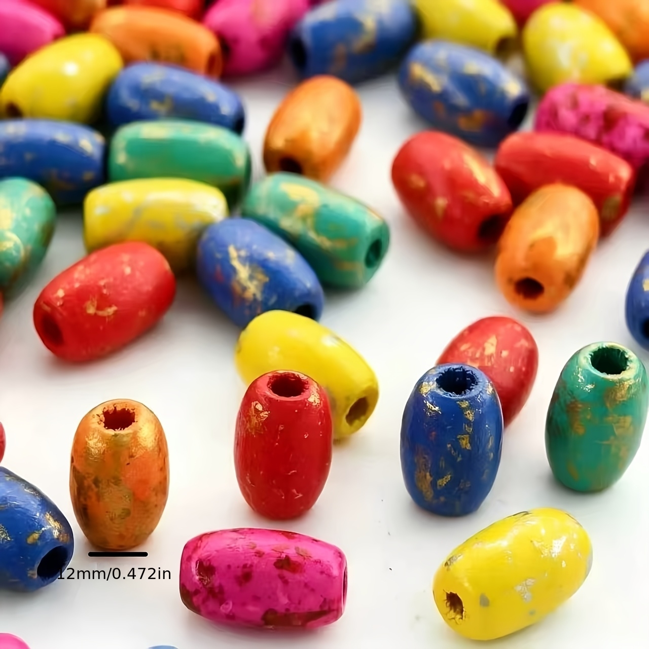 55pcs 12mm Oval Wooden Barrel Beads for DIY Jewelry