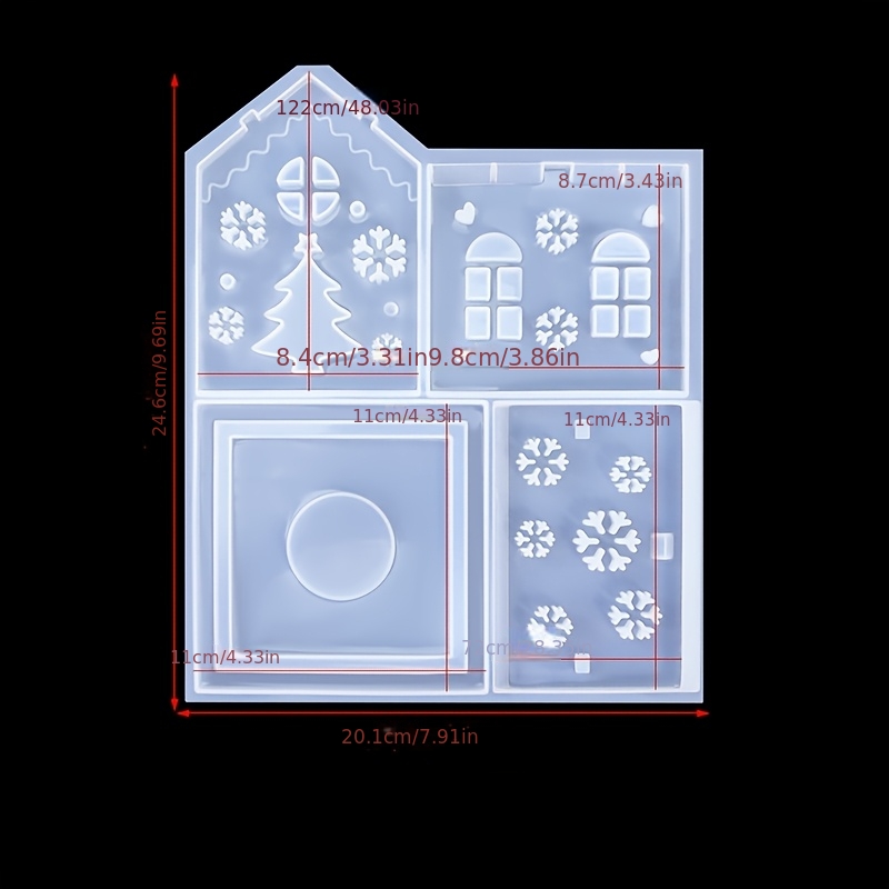 Image of Snowflake Christmas Tree House Clay Mold - Stone Candle Gypsum Casting Mold, Craft, Ornament, Ideal For Handmade Art Enthusiasts, Decorative