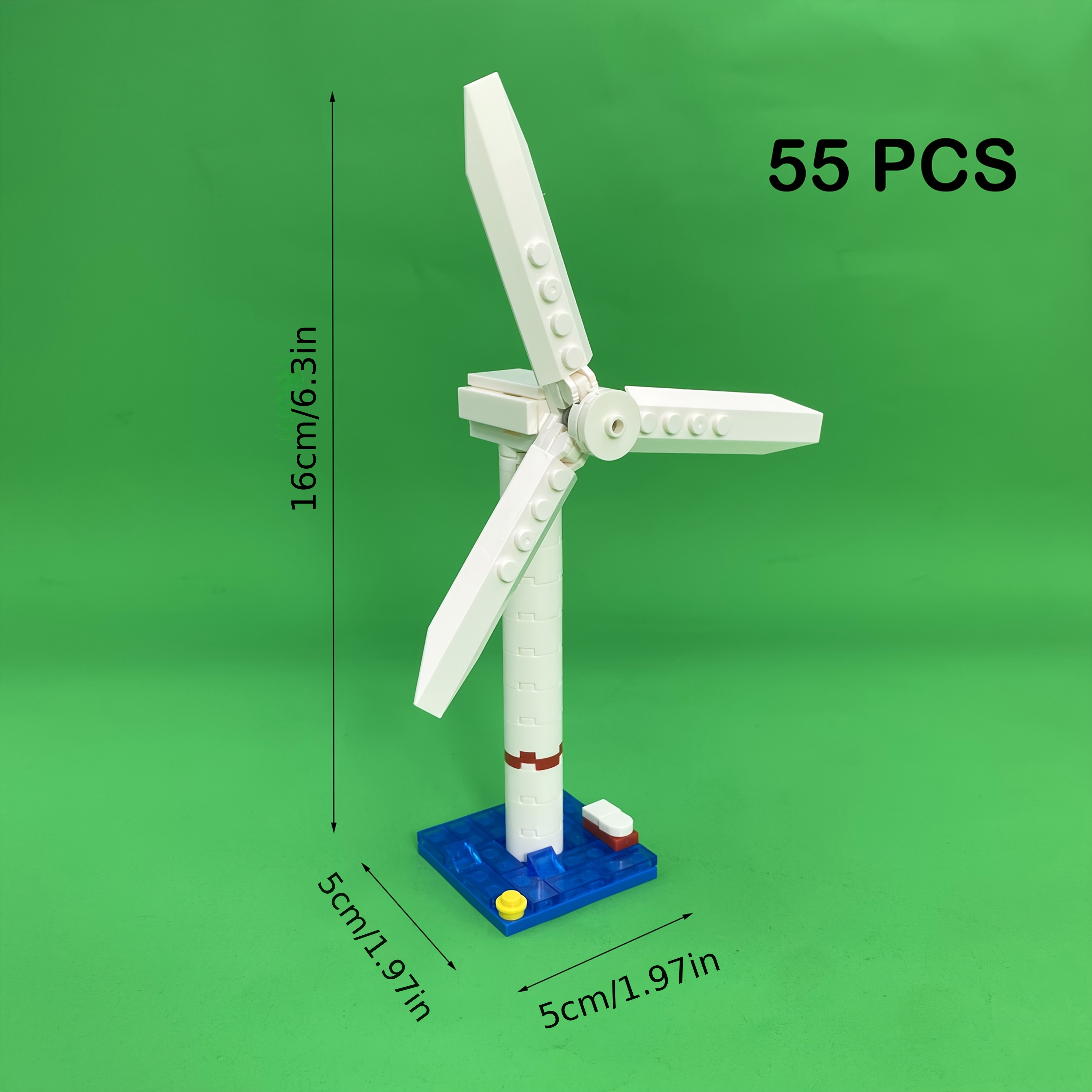 Image of 55pcs Wind Turbine Building Blocks - Manual Rotation Wind- Rotating Model, Abs Windmill For & S, Toy Suitable For, Birthday/christmas Gifts, Demonstration
