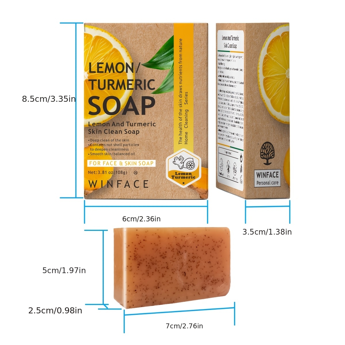 6 Count Lemon Turmeric Kojic Acid Soap for Deep Cleansing