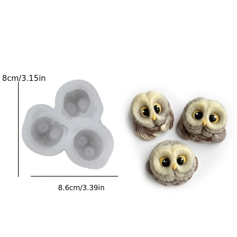 TEMU Stampo DNEJIU in silicone resina a 3 cavit� per candele profumate e lavori in cera - Stampi a forma di testa con gufo con superficie irregolare,